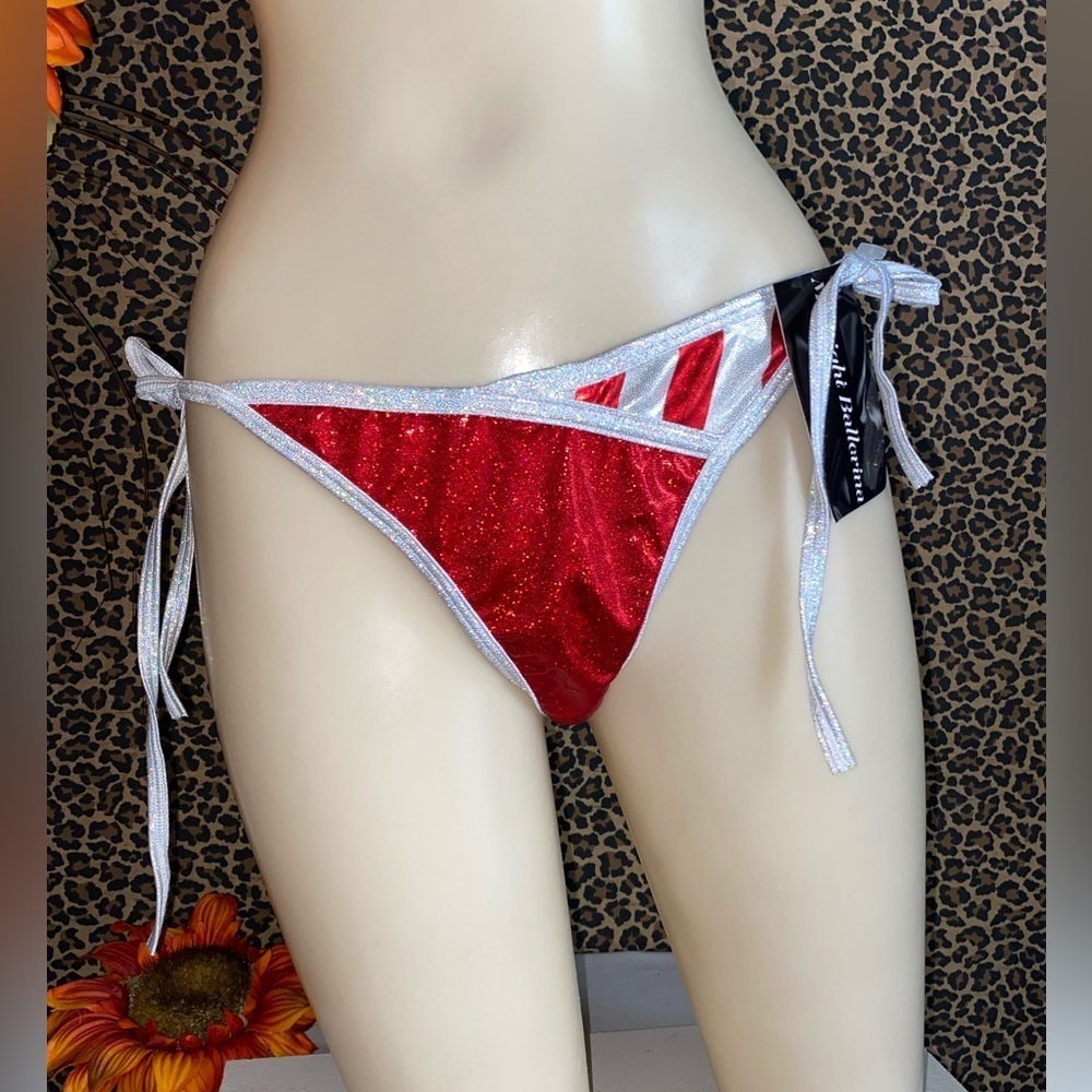 🦋B2G1🦋MIDNIGHT BALLERINA Candy Cane Side Tie Thong Bottom O/S Dance Wear